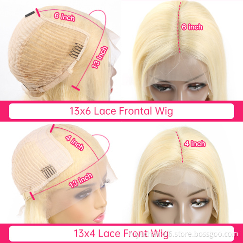 Thick Blonde Indian Human Hair Lace Wigs Vendor, 613 Remy Hair Pre Plucked 13x4 Swiss Lace Wig For Women